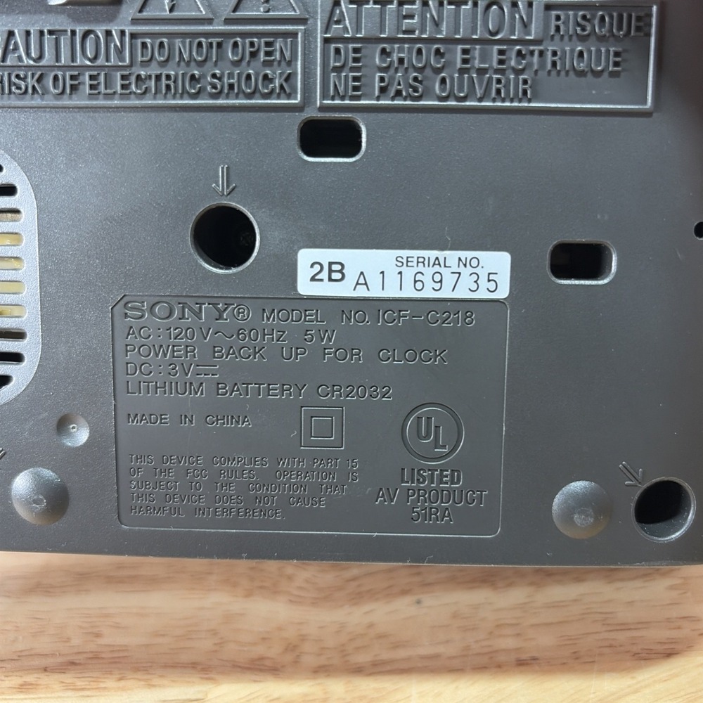 SONY Dream Machine ICF-C218 ⏰ 2006 Digital AM/FM CLOCK RADIO with Alarm & Snooze - Picture 5 of 5